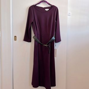 BRAND NEW: Calvin Klein Eggplant A-Line Midi Dress